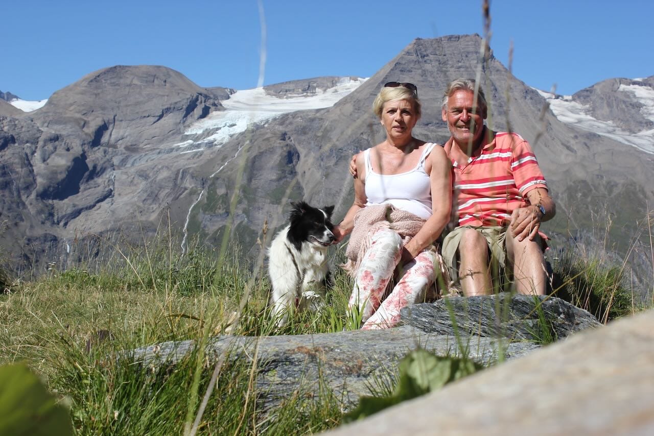 hoog in de bergen, met Famke erbij